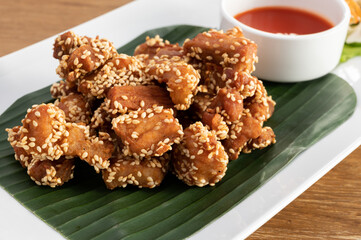 Food series: Deep fried pork belly, Thai food