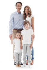 Fototapeta na wymiar Family with children on white