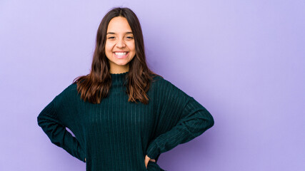 Young mixed race hispanic woman isolated happy, smiling and cheerful.