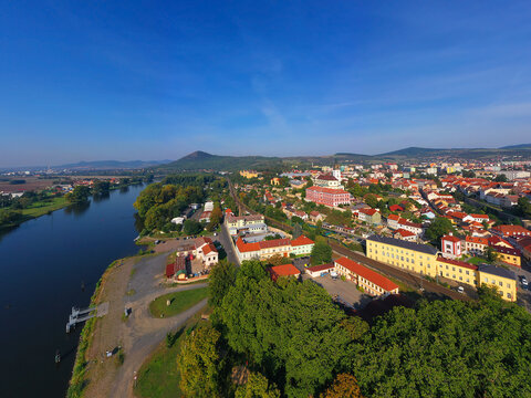 Panorama of Litomerice, it is a town on the confluence of the Elbe and Ohre river in Northern Bohemia (Usti nad Labem Region), Czech Republic