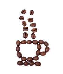 Roasted coffee beans isolated on white background