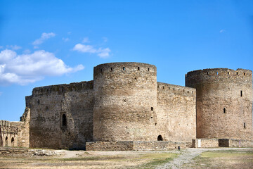 Fototapeta na wymiar The walls of the ancient stone Akkerman fortress in Ukraine.