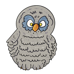 Owl symbol of wisdom and mind, childish style. Vector doodle illustration.