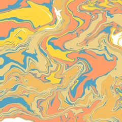 Fototapeta na wymiar Abstract wave liquid shape in Yellow, Orange, Blue and white tones color background