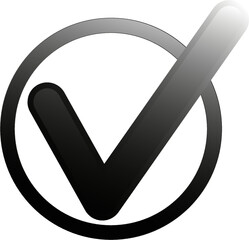 Tick icon vector symbol, checkmark isolated on white background, checked icon or correct choice sign, check mark or checkbox pictogram