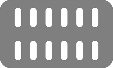 Standard of twelve capsule tablets on a white background. Vector image.