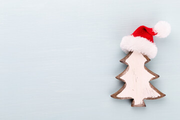 Christmas holidays composition on wooden background.