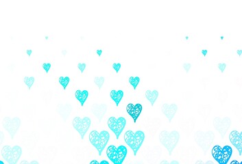 Light Green vector pattern with colorful hearts.