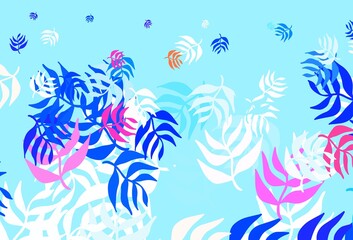 Light Blue, Red vector elegant template with leaves.