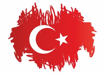 Flag of Turkey, Turkish flag, Bright, colorful vector illustration