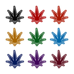 Cannabis leaf icon. Marijuana leaf icon, color set