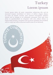 Flag of Turkey, Republic of Turkey. Template for award design, an official document with the flag of Turkey. Bright, colorful vector illustration.
