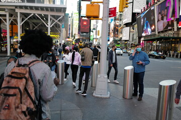 Sept 19, 2020 People start going back to Times Square after the re-opening from the Lockdown from...