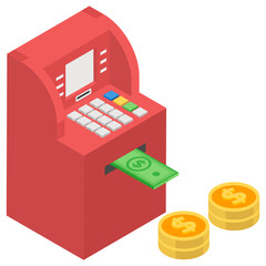 
Collection money, cash withdrawal vector in editable style 
