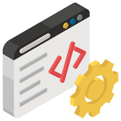 
Computer binary language, programming in isometric vector 
