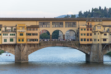 Ponte Vecchio in Florence over the Arno river and Vasari Corridor
