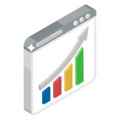 
Isometric vector of web traffic, market research stats
