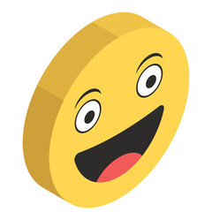 
Happy emoji icon design, isometric style of facial expressions
