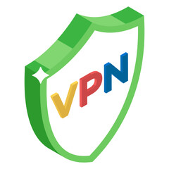 
Vpn network in trendy isometric style, virtual private network
