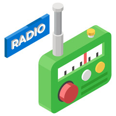 
Isometric icon of vintage radio device
