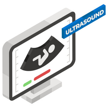 
A high frequency sound waves machine, ultrasound in isometric icon
