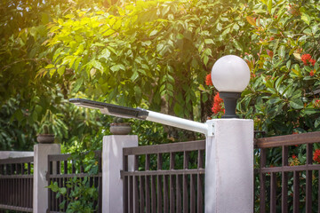 Light lamp,Solar cell street light LED light post on the fence,home estate,beauty model