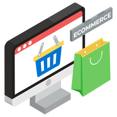 
Vector design of ecommerce website, editable icon 
