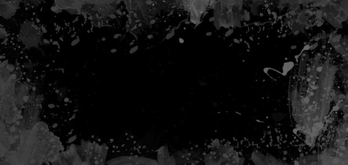 Black-gray background. Splashes of blots and plyama. Illustration