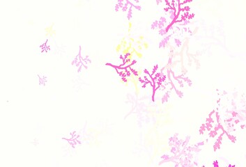Light Pink, Yellow vector natural background with branches.