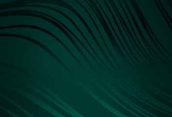 Dark Green vector background with curved lines.