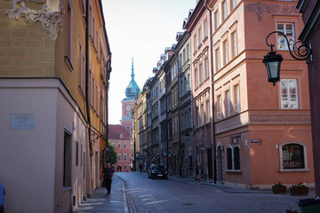 Warsaw, Poland - May 10, 2018: Exteriors Of The Houses In Old Center City.