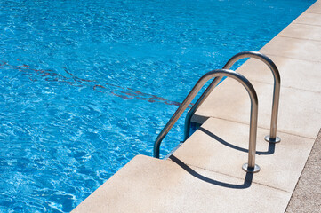 calm pool blue water stair curb