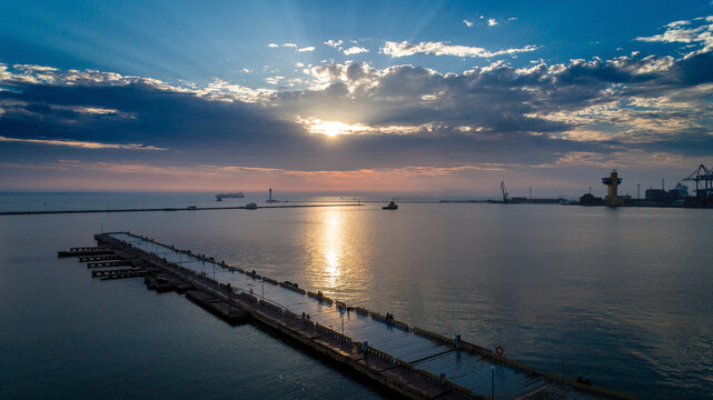 Dawn, sea terminal, Odessa city, Ukraine
