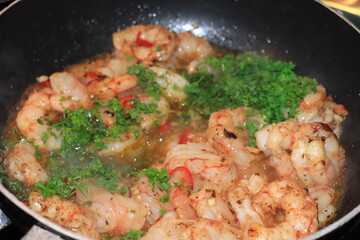 Fresh prawns in a marinade