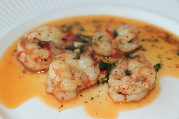 Fresh prawns in a marinade