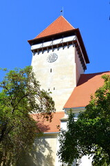Fortified medieval saxon church in Dealu Frumos, Schoenberg, a village in Merghindeal commune in Sibiu County, Transylvania, Romania. It was first mentioned in a sale-purchase act dating back to 1280.