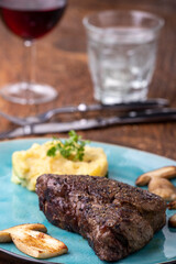 steak with boletus
