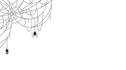 Spider Web On White Background. Halloween Design Elements. Spooky Scary Horror Decor Vector.