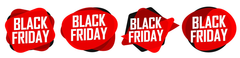 Set Black Friday Sales bubble banners design template, collection discount tags, app icons, vector illustration