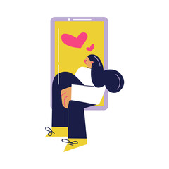 Smartphone screen with woman candidate for online dating