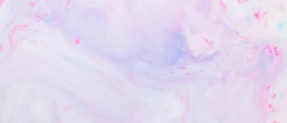 Fototapeta premium Fluid art texture. Pink blue background from liquid. Photography of colored spots on liquid. Abstract pattern