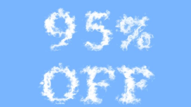 95% Off cloud text effect sky isolated background. animated text effect with high visual impact. letter and text effect. 