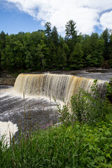 Upper falls at Tahquamenon Falls State Park in summer Michigan
