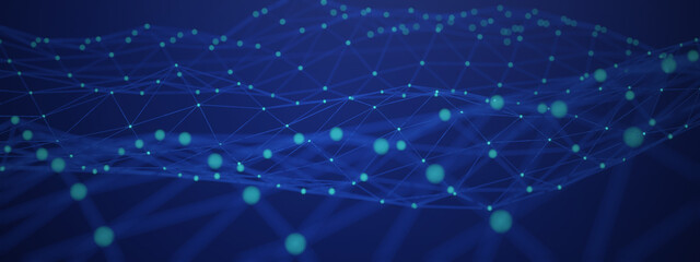 Abstract digital concept Network connection dots and lines. Big Data visualization Technology background art style in book cover design, poster design, or put text or information 3d rendering.