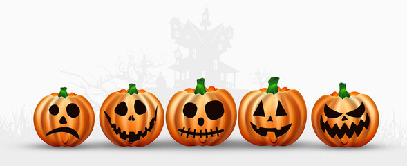 Banner for Halloween. The inscription halloween in red on a white background, blood, spider. Horizontal flyer, header for website. Copy space, 3D illustration, 3D render.