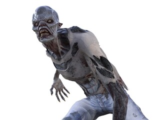 Zombie monster isolated on white 3d illustration © elenaed