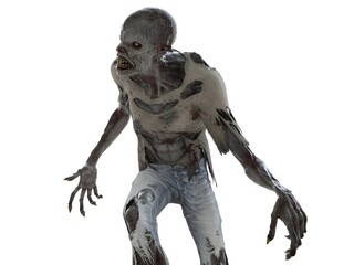 Zombie monster isolated on white 3d illustration