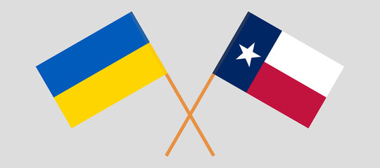 Crossed flags of the Ukraine and the State of Texas