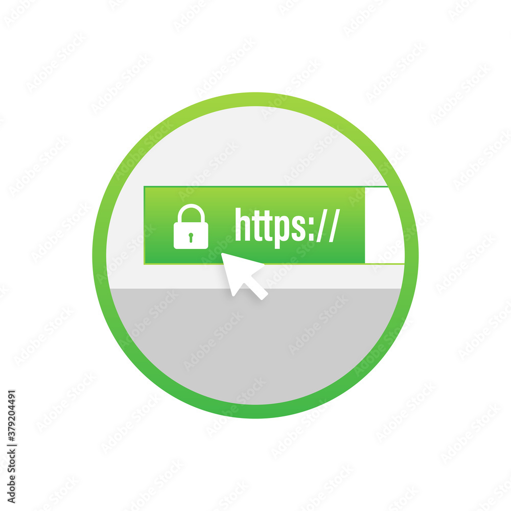 Poster secure connection icon vector illustration isolated on white background, flat style secured ssl shie