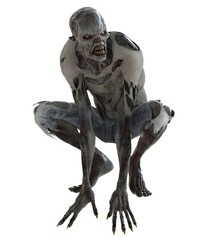 Zombie monster isolated on white 3d illustration © elenaed